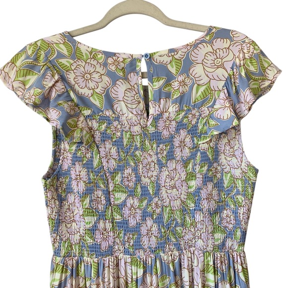 Matilda Jane cottage core‎ smocked  floral ruffle cap sleeve midi dress. Size L - Picture 5 of 11